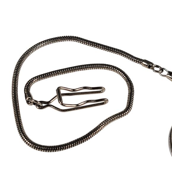 Vintage Wildlife Pocket Watch with Deer Art Design, 14" Chain, Silver-Tone Works - Picture 8 of 14